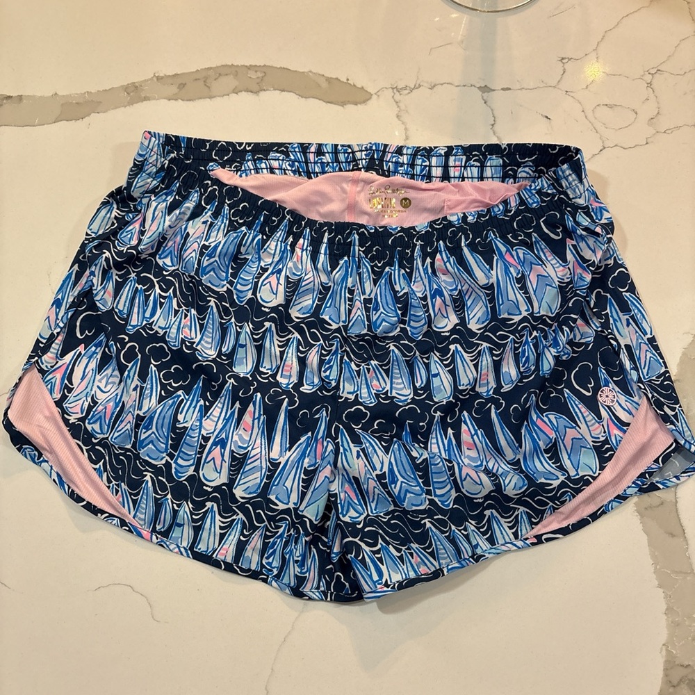 Lilly Pulitzer Sailboat Print Athletic Shorts - Blue and Pink